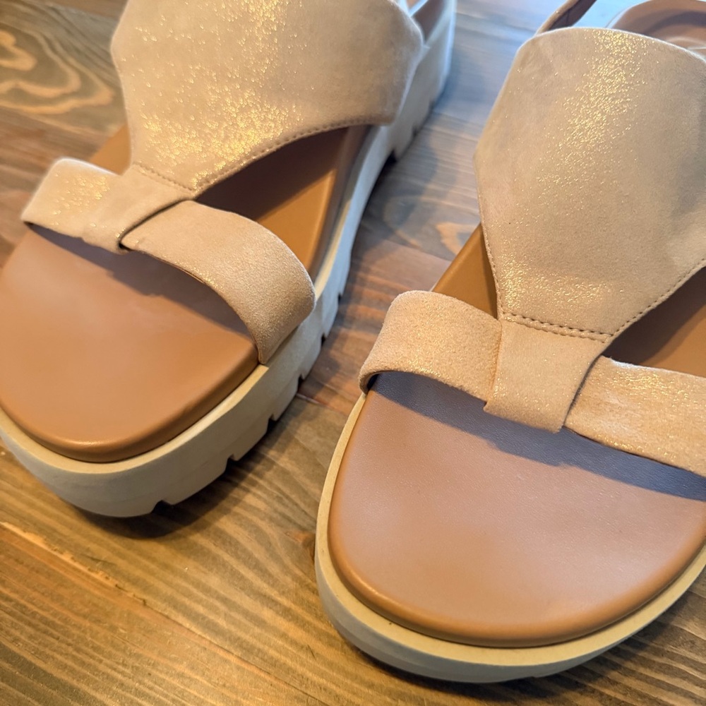 Vionic Metallic Cream Crossband Slingback Sandals - Picture 4 of 9